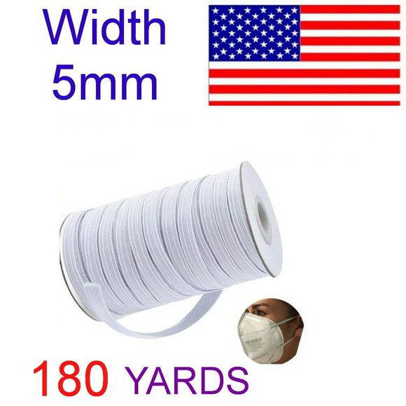 180 Yards Elastic 1/5” 5 mm White Headband Craft - Picture 1 of 1